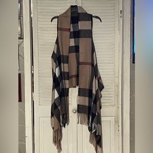 Sky Cashmere Plaid Vest Scarf